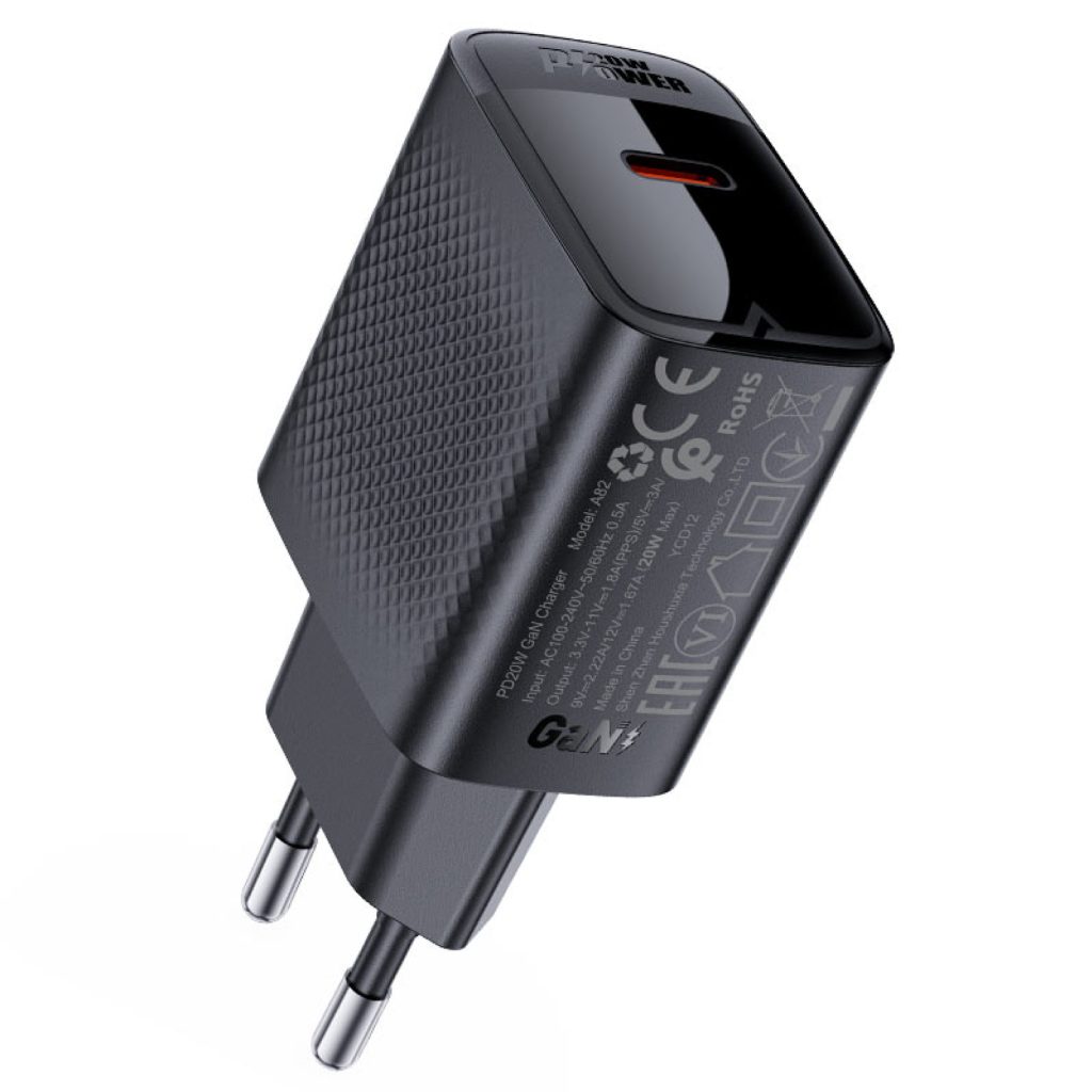 מטען קיר מהיר Acefast A82 PD20W GaN – חיבור USB-C