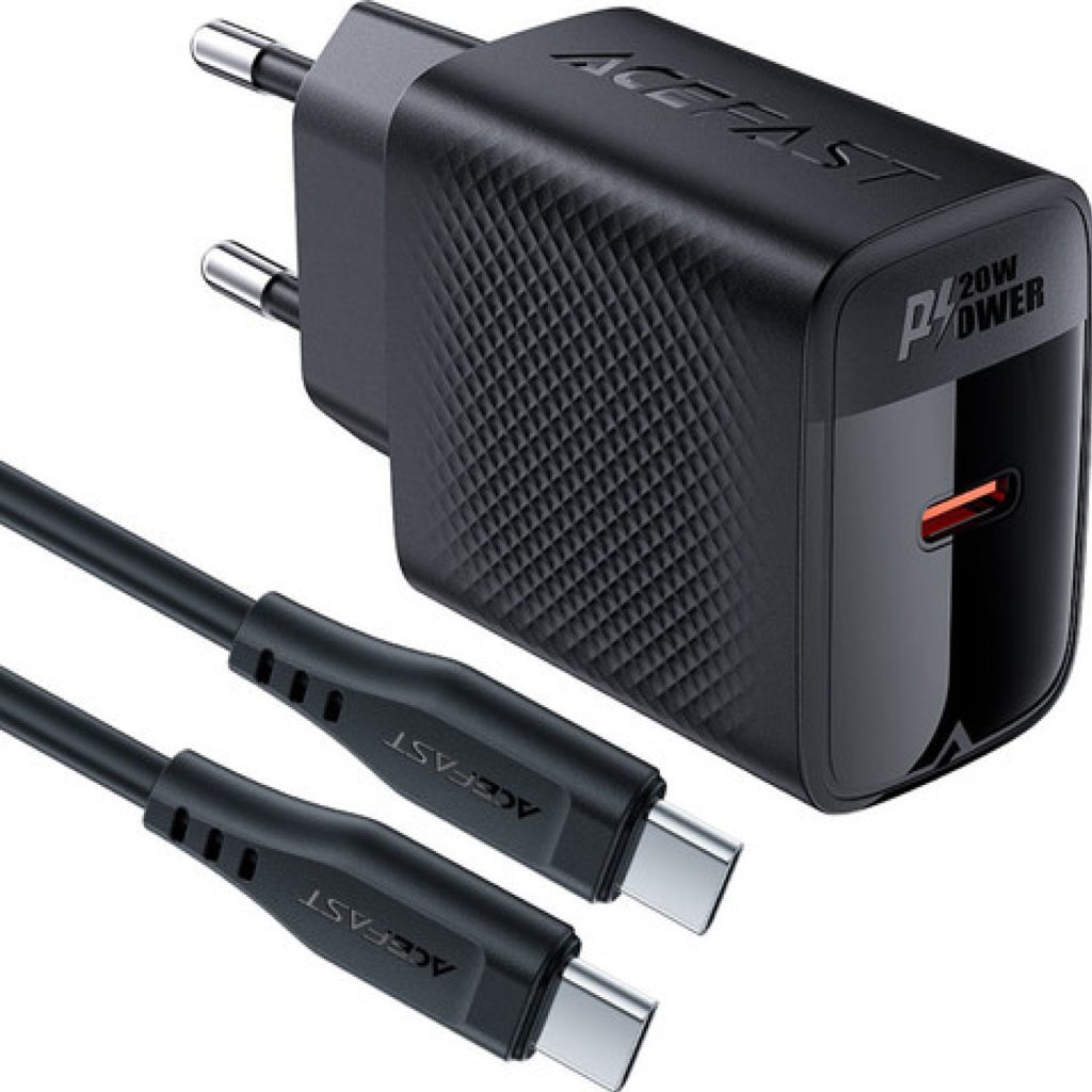 סט מטען GaN עם יציאת USB-C בעוצמה 20W PD (כולל כבל 1.2 מ׳) – ACEFAST