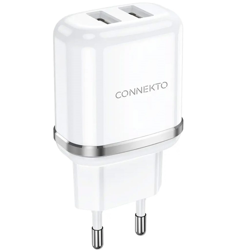 ראש מטען Connekto N8 – טעינה מהירה 12W עם 2 יציאות USB-A